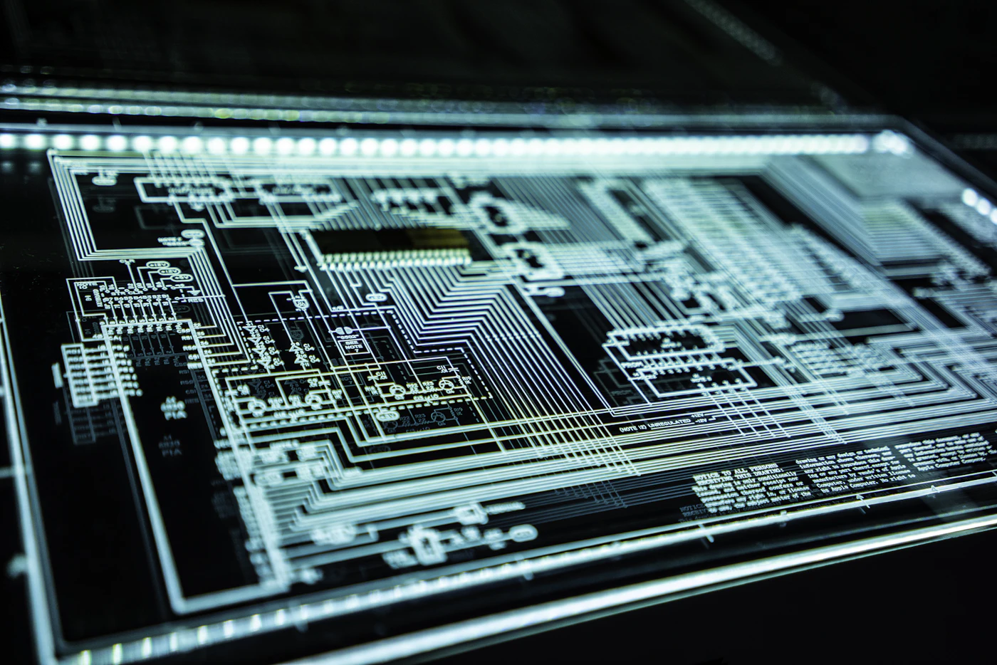 An illuminated electronic circuit board